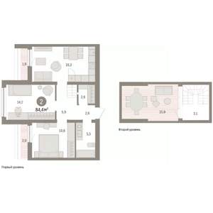 2-к квартира, вторичка, 84м2, 8/8 этаж