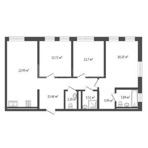 3-к квартира, вторичка, 94м2, 6/21 этаж