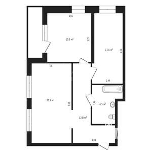 2-к квартира, вторичка, 68м2, 1/17 этаж