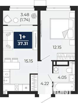 1-к квартира, вторичка, 39м2, 22/23 этаж