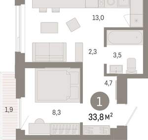 1-к квартира, вторичка, 34м2, 10/25 этаж