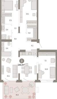 3-к квартира, вторичка, 140м2, 2/11 этаж