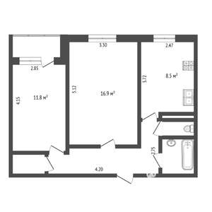 2-к квартира, вторичка, 52м2, 4/9 этаж