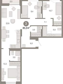 3-к квартира, вторичка, 85м2, 8/17 этаж