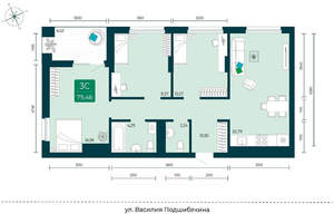 3-к квартира, вторичка, 79м2, 5/7 этаж