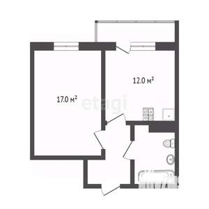 1-к квартира, вторичка, 37м2, 4/12 этаж