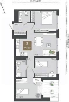 3-к квартира, вторичка, 76м2, 14/15 этаж