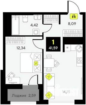 1-к квартира, вторичка, 42м2, 8/10 этаж