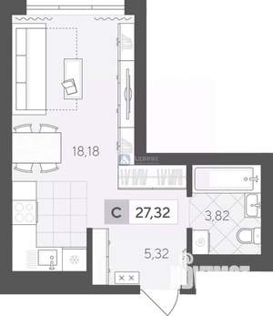 Студия квартира, вторичка, 27м2, 7/17 этаж