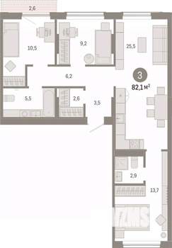 3-к квартира, вторичка, 82м2, 3/9 этаж