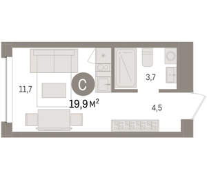 Студия квартира, вторичка, 20м2, 4/8 этаж