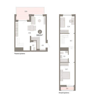 2-к квартира, вторичка, 103м2, 2/10 этаж