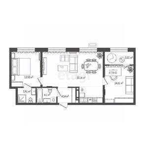 2-к квартира, вторичка, 73м2, 15/18 этаж