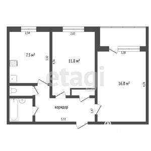 2-к квартира, вторичка, 44м2, 8/9 этаж