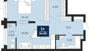 1-к квартира, вторичка, 55м2, 2/24 этаж