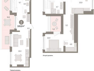 2-к квартира, вторичка, 110м2, 8/8 этаж
