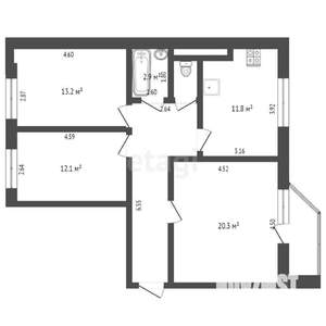 3-к квартира, вторичка, 73м2, 2/17 этаж