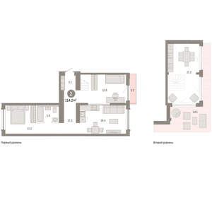 2-к квартира, вторичка, 114м2, 8/8 этаж