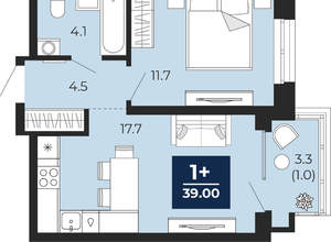 1-к квартира, вторичка, 39м2, 5/16 этаж