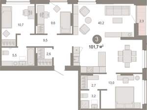 3-к квартира, вторичка, 102м2, 8/17 этаж