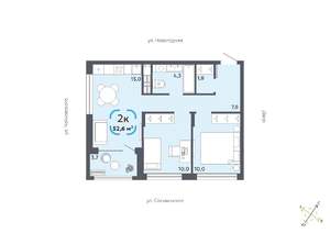 2-к квартира, вторичка, 53м2, 7/16 этаж