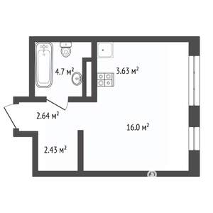 Студия квартира, вторичка, 30м2, 6/18 этаж