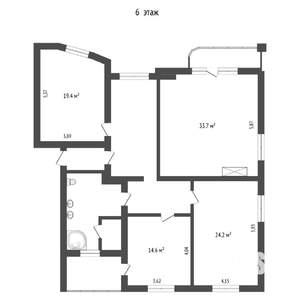 6-к квартира, вторичка, 256м2, 5/6 этаж