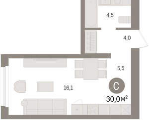 Студия квартира, вторичка, 30м2, 3/16 этаж