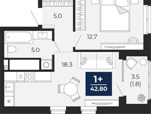 1-к квартира, сданный дом, 45м2, 9/16 этаж