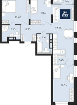 3-к квартира, вторичка, 94м2, 11/24 этаж