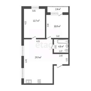 2-к квартира, вторичка, 58м2, 14/17 этаж