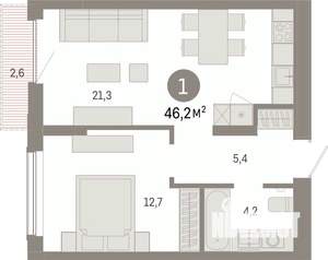 1-к квартира, вторичка, 46м2, 11/17 этаж