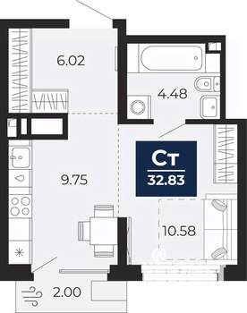 Студия квартира, вторичка, 31м2, 6/17 этаж