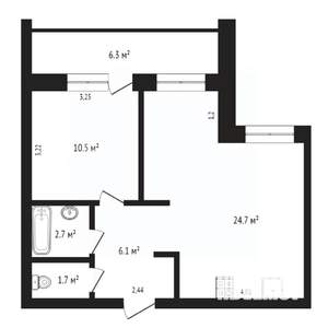 1-к квартира, вторичка, 45м2, 1/9 этаж