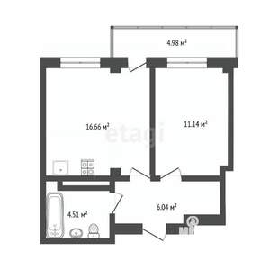 1-к квартира, вторичка, 38м2, 14/16 этаж