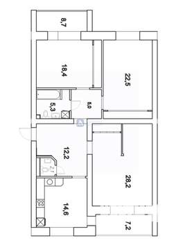 3-к квартира, вторичка, 109м2, 5/7 этаж