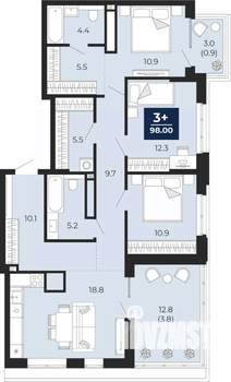 3-к квартира, вторичка, 98м2, 10/14 этаж