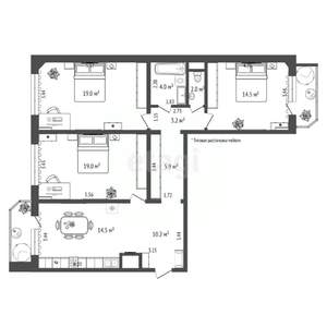 3-к квартира, вторичка, 92м2, 13/15 этаж