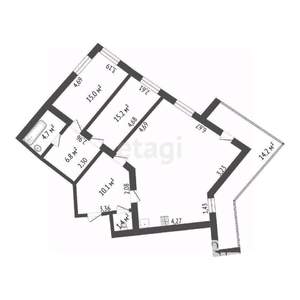 3-к квартира, вторичка, 91м2, 8/14 этаж