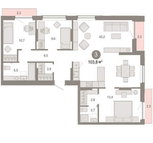 3-к квартира, вторичка, 104м2, 7/17 этаж