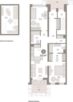 2-к квартира, вторичка, 113м2, 1/9 этаж