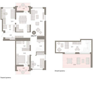 4-к квартира, вторичка, 151м2, 7/8 этаж