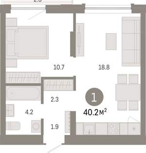 1-к квартира, вторичка, 40м2, 5/8 этаж