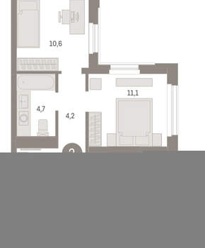 2-к квартира, вторичка, 54м2, 9/25 этаж