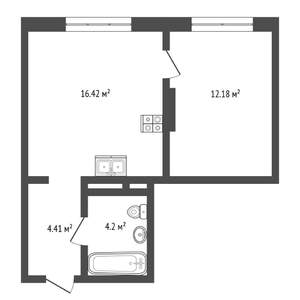 1-к квартира, вторичка, 37м2, 11/16 этаж