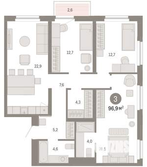3-к квартира, вторичка, 97м2, 11/16 этаж