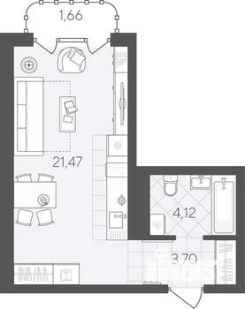 Студия квартира, вторичка, 31м2, 6/24 этаж