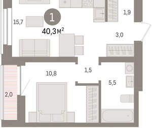 1-к квартира, вторичка, 40м2, 8/10 этаж