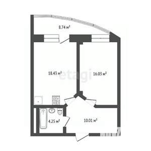 1-к квартира, вторичка, 48м2, 6/22 этаж