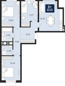 3-к квартира, вторичка, 81м2, 13/24 этаж
